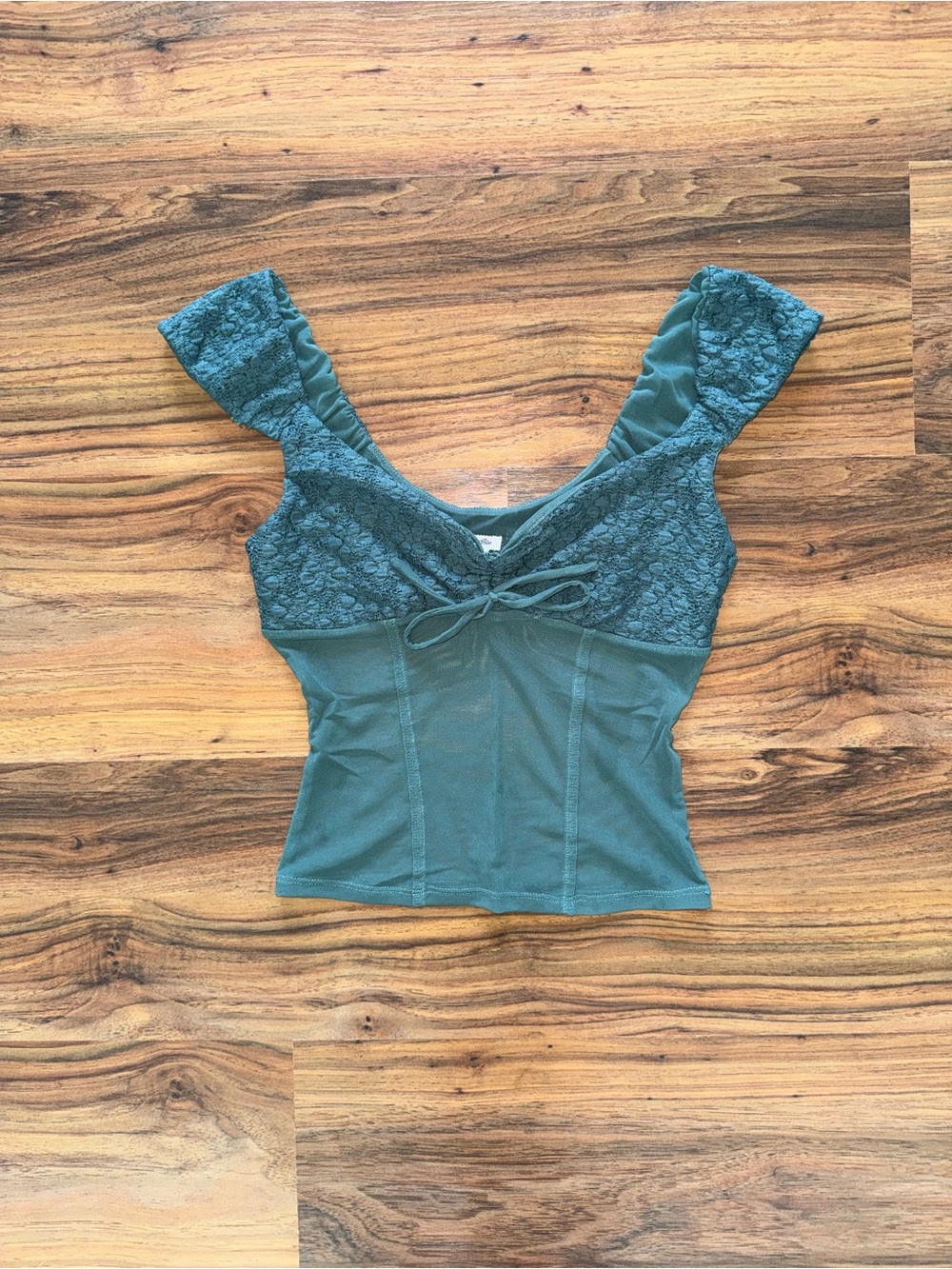 Green Kimchi Blue Lace/Sheer Top